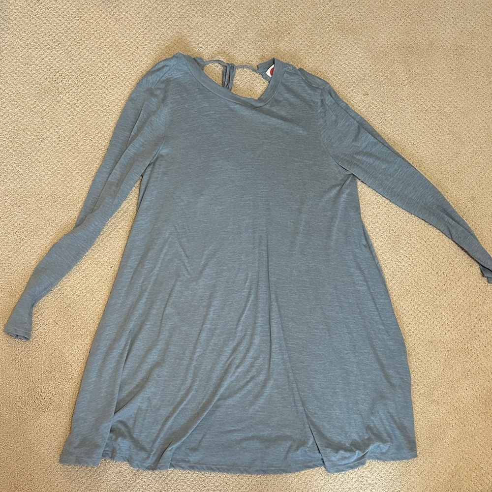 Free People Beach Long Sleeve Flowy Dress in Slate Blue